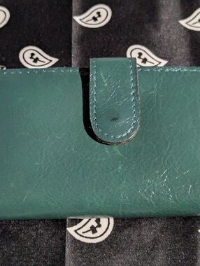 Patricia Nash Teal Leather Wallet with Embossed Logo